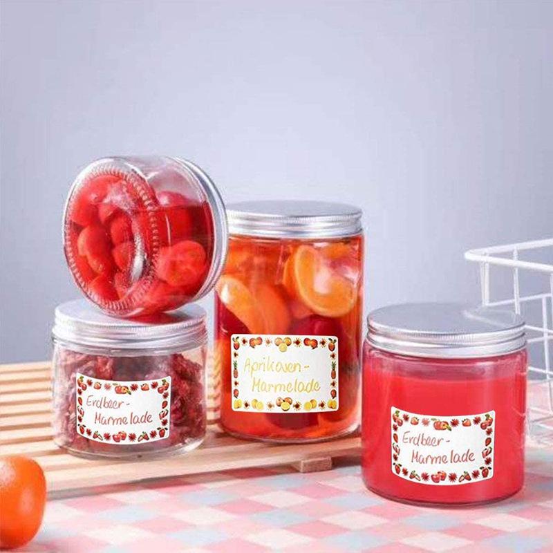 250 Self-Adhesive Blank Kitchen Labels with Fruit Border for Refrigerator Storage