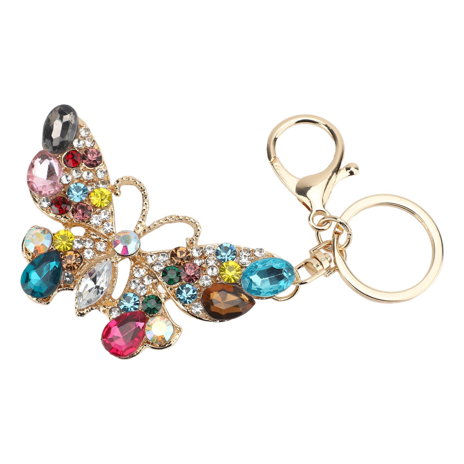 

Crystal Butterfly Shaped Keychain Keyring Bling Cute Rhinestone Purse Pendant for Women for Car Key Fob Bag Handbag