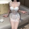 Erotic Underwear, Sexy lace Seductive vest, Pure Desire corset, garter, uniform, pajamas, Women's Set 8907