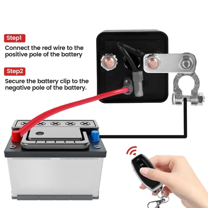 Remote Battery Disconnect Switch 200A, DC12V Top Post Negative Battery Shut Offs Switch for Car Truck Vehicle