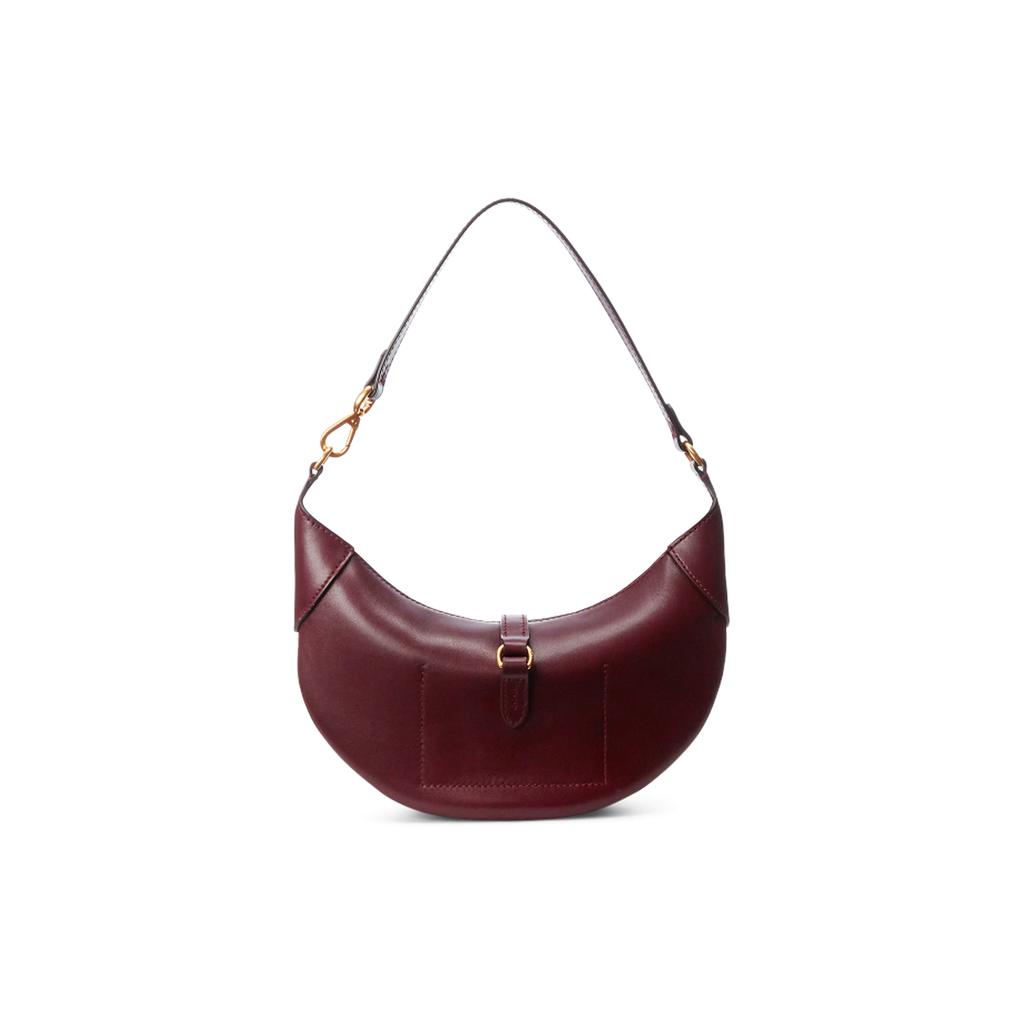 New Polo Ralph Lauren Polo ID Cow Leather Handbag, Shoulder Bag Women's Burgundy WAPOBAG02V20013
