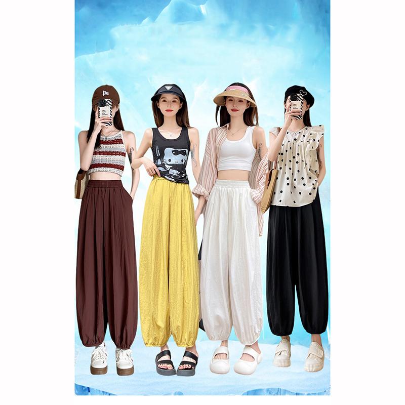 Damen Jogginghose Locker Lässig Dünn Sommer Laternenhose Freizeit Sonnenschutz Weitbeinige Hose