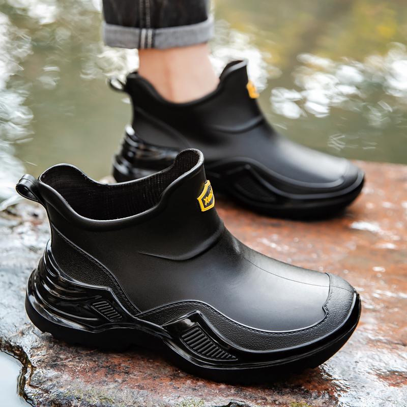 Men's Waterproof Work Rain Boots for Fishing Gardening Car Wash Indoor Kitchen Rubber Shoes Durable Comfortable