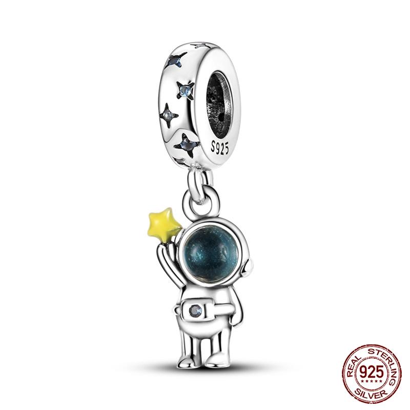 New Copper Fashion Glowing Space Astronaut Spaceship Charms Beads Fit Brand Original Bracelet Diy Jewelry Gift