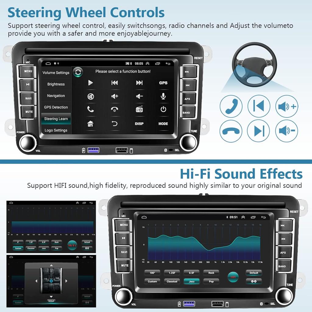 7inch Car Radio Carplay 2 Din GPS Android Multimedia Player for VW Volkswagen Golf  Passat Jetta MK5 MK6 Car Intelligent Systems
