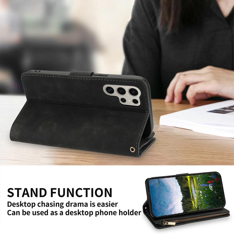 Wallet Multi-card Slot Zipper Magnetic Flip Leather Case For Samsung Galaxy S26 Ultra S25 FE A16 A17 A26 A27 A36 A37 A55 A56 A57