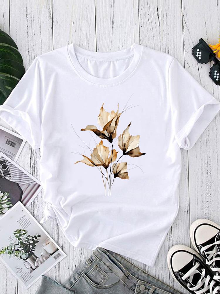 (Asian Size) Short Sleeve T-shirts Women's Top Print O-neck  Fashion leopard love heart Female Casual T Clothing Graphic Tee