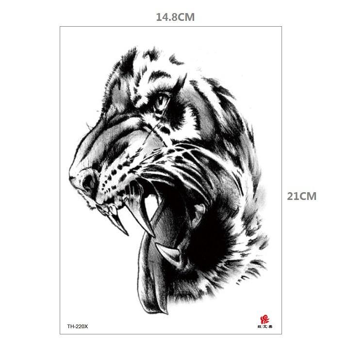 Tiger Tattoo Sticker Half Arm Lion Large Pattern Water Transfer Amazon Set