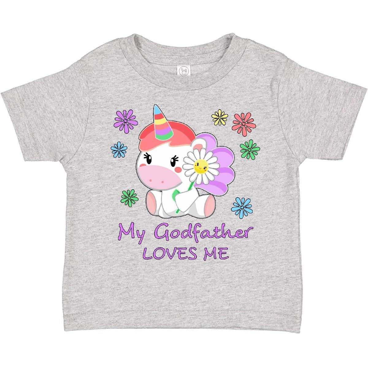 Inktastic My Godfather Loves Me- Cute Unicorn Toddler T-Shirt Family Unicorns 100