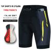 Mens Cycling Shorts With 3 Pockets Quick-Dry Breathable Pad Road Mountain Bike Ride