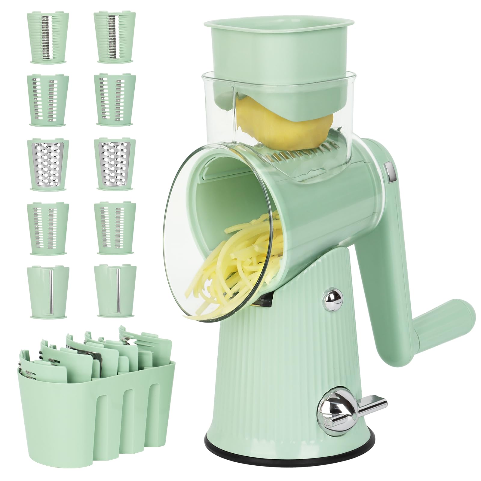 

KKYOYRE Vegetable Julienne Cookware Set with Fine Adjustable Wave and Removable Hand Guard Slicer, Cutter, Slicer, 5-in-1 Slicing, Julienne, зелёный