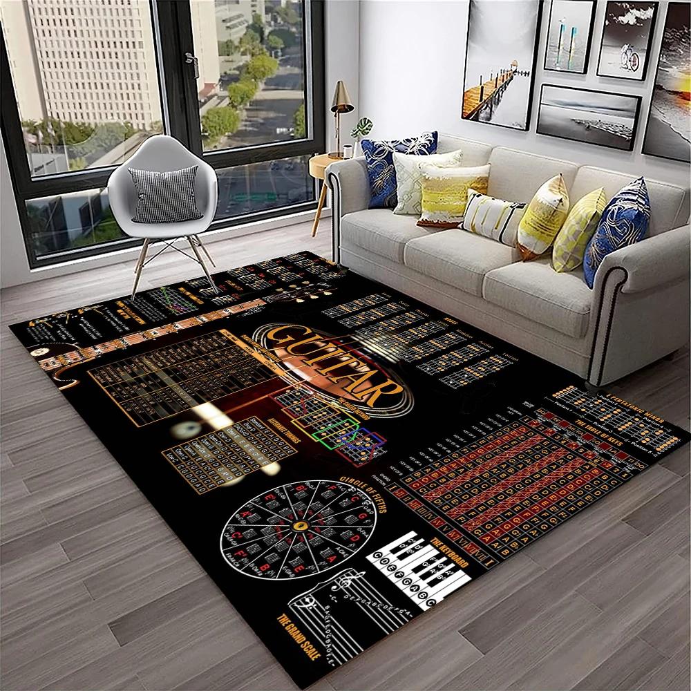 Music Guitar Chord Theory Chart Piano Carpet Rug Non-slip Mat for Home Living Room Bedroom Sofa Decor Kids Area Rug