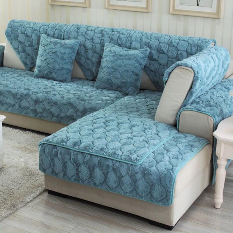 

Утолщенный плюшевый коврик для дивана, зимний теплый и нескользящий диван-полотенце, минималистичный современный пылезащитный чехол для дивана «все включено» pillowcase 45x45cm