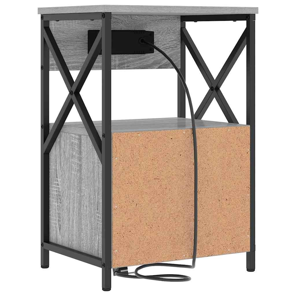 Nightstand Set of 2 Grey Sonoma 40 x 31 x 60 cm Engineered Wood