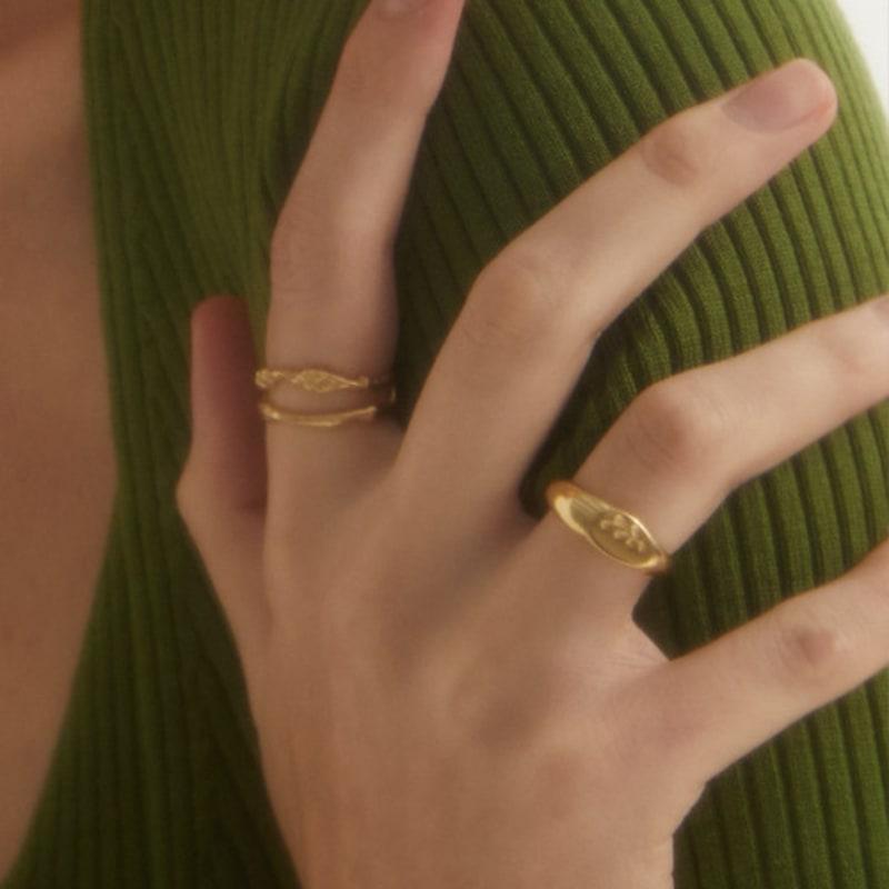 

BOLDIERE Leaf stamp ring_ R21[Gold] Gold No. 23