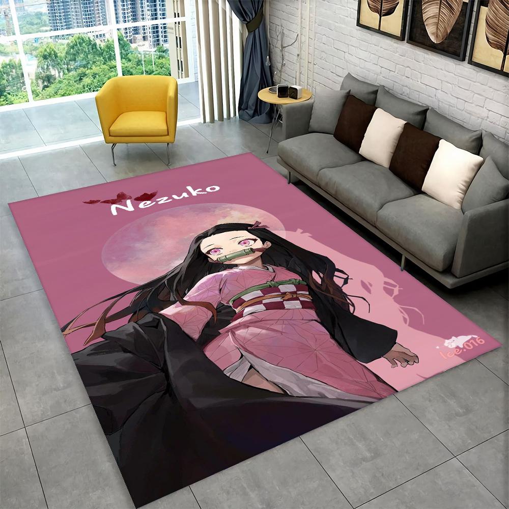 Kamado Nezuko Demon Slayer Anime Area Rug,Carpet Rug for Living Room Children Bedroom Sofa Doormat Decor,Kid Non-slip Floor Mat