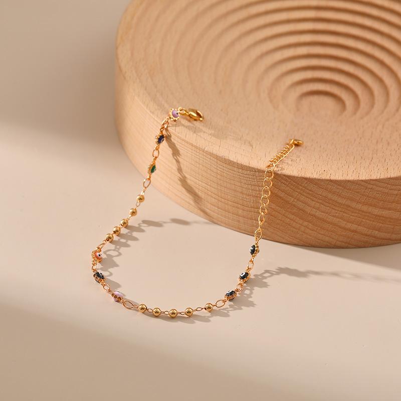 ANENJERY Tropfenglasur Bunte Augenperlen Kristallarmband für Frauen Vintage Nischenkette Partyschmuck Geburtstagsgeschenke