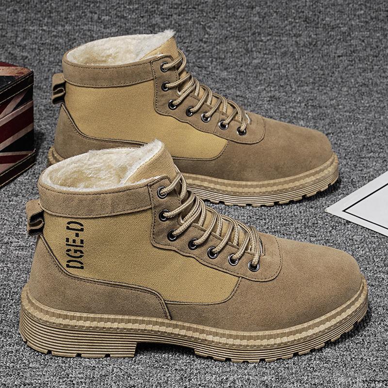 

Мужская зимняя обувь на шнуровке, большие размеры 39-46, теплые ботильоны, ботинки Hombre из кожи, теплые плюшевые кроссовки, большие размеры 44 коричневый