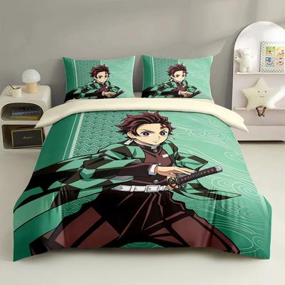 Anime Duvet Cover Set Kamado Tanjiro Bedding Sets For Kids Bed Set Adult Bedroom Decoration Single Double King Size