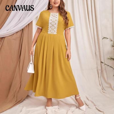 Übergröße Damen Neuer Herbststil Elegantes Farbzusammenspiel Kleid