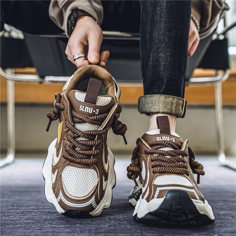 Mesh breathable sneakers design wavy thick-soled heightening dad shoes