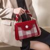 Plaid Red Wedding Bag 2024 New Model Niche High-end Bridal Bag for Women Stylish Crossbody Handbag