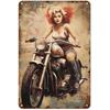 Metal Tin Signs Pinup Motorcycle Girl Wall Decoration Plaque Vintage Poster Iron Painting for Man Cave Home Cafe Garden Club Bar