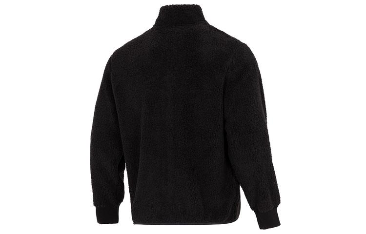 PUMA Solid Color Fleece Lined Athleisure Stand Collar Sherpa Velvet feel Coat Men's Black 537699-01