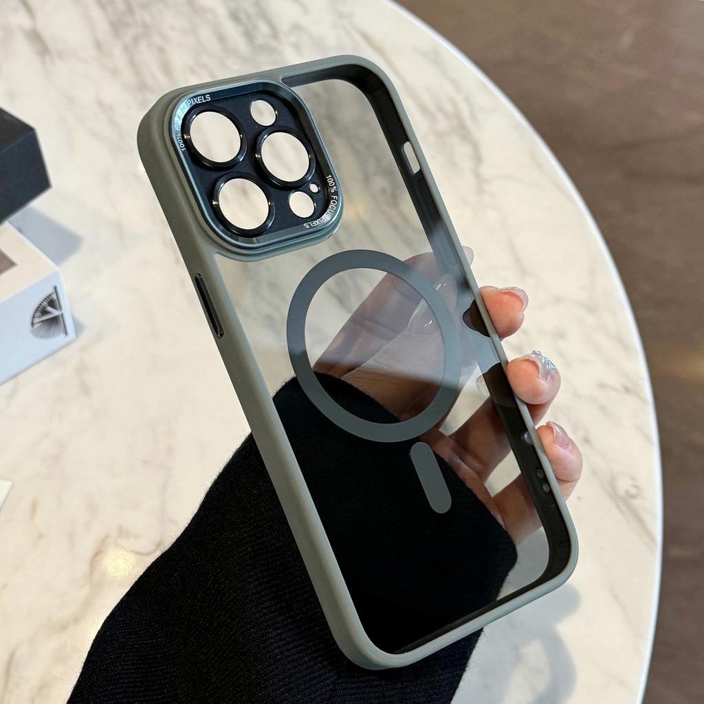 Applicable to iphone16 apple 14promax mobile phone case magnetic attraction new 13 advanced sense 11 metal lens 12 tide