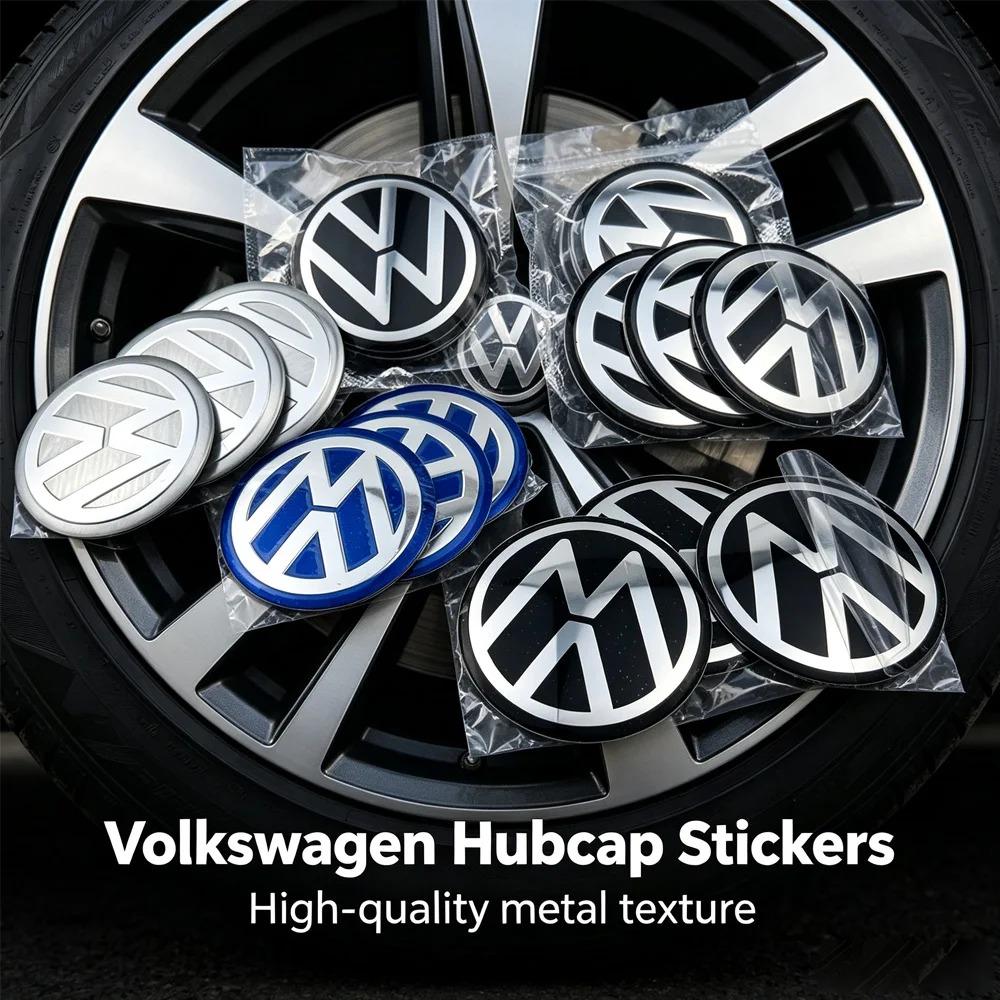 For VW Car Wheel Center Cover Stickers Hub Cap Badge 4Pcs 56/60/65mm For Volkswagen VW R Polo Passat Rline Golf Tiguan Jetta GTI Touran ES1