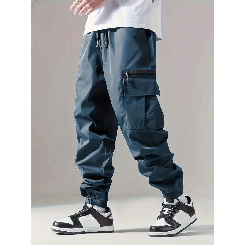 Pantaloni Jogger Cargo da Uomo Vestibilità Larga Stile Tattico Workwear Lunghezza 9/10 Multitasche Pantaloni Casual Uso Quotidiano