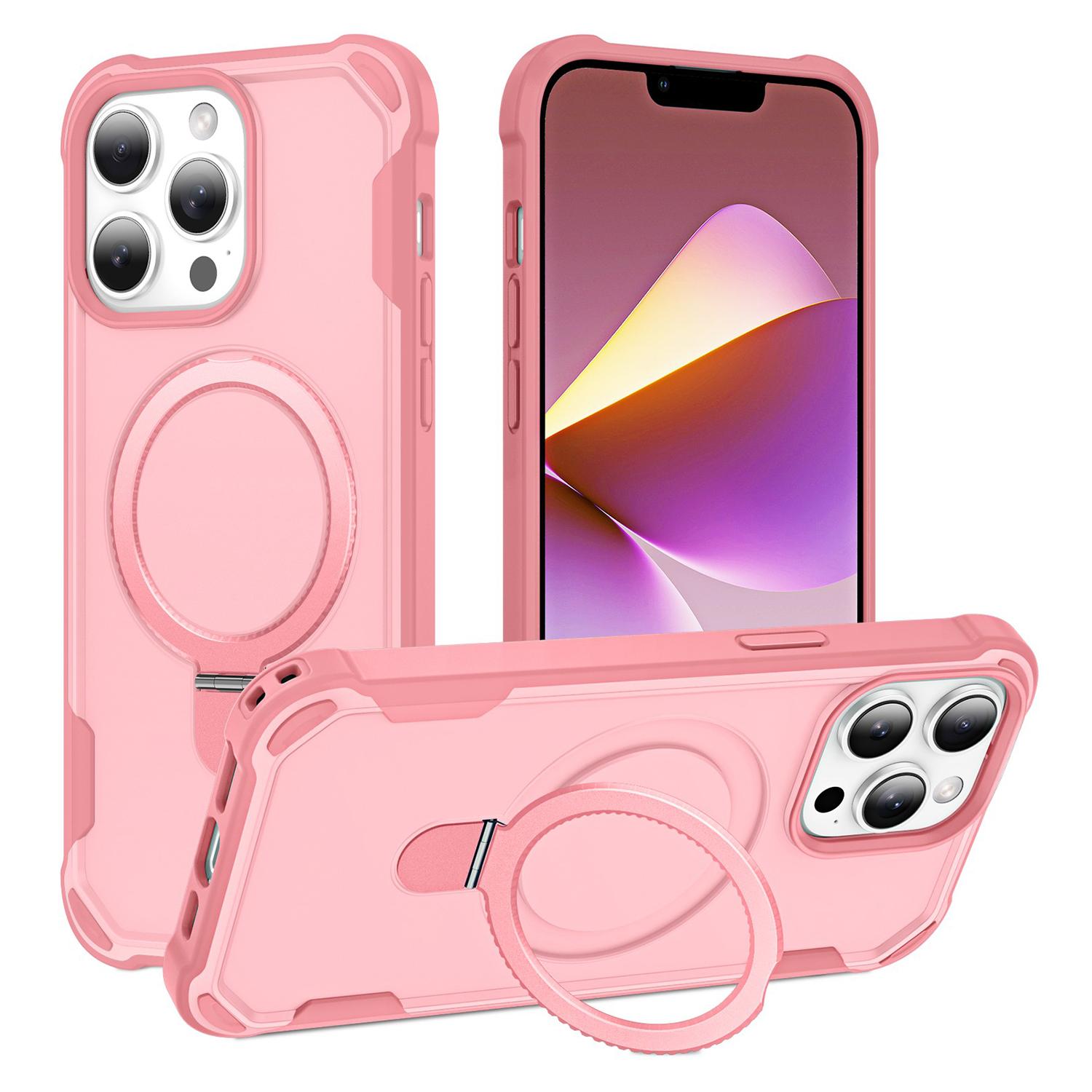 

For iPhone 13 Pro Max Case Compatible with MagSafe Kickstand TPU+PC Shockproof Phone Back Cover Pink