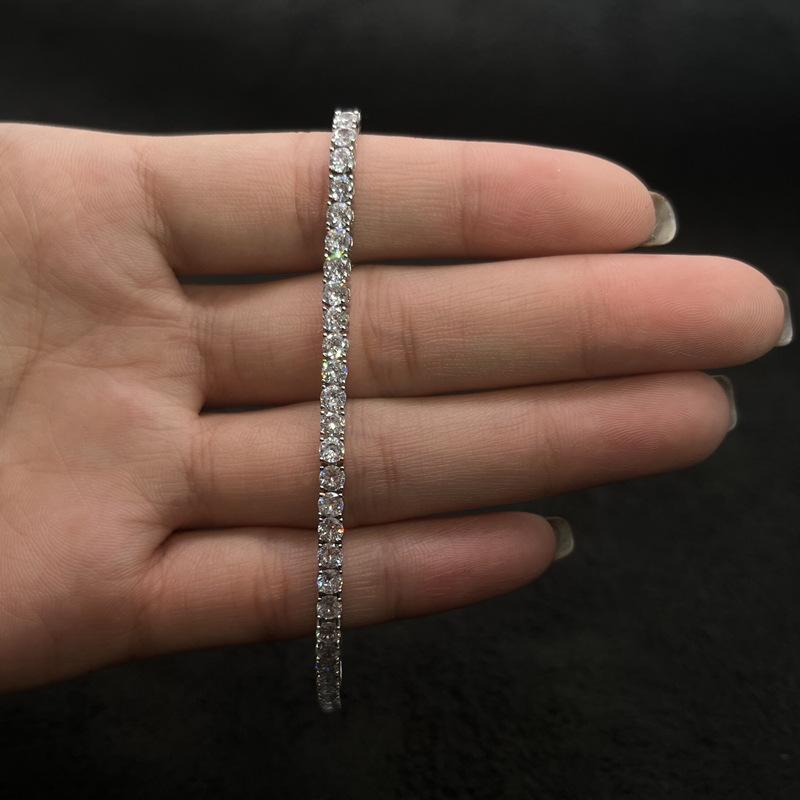 Mozambican Diamond Tennis Bracelet 30 Points-80 Points 2.0mm-6.0mm with Certificate, Over-drill Pen Material