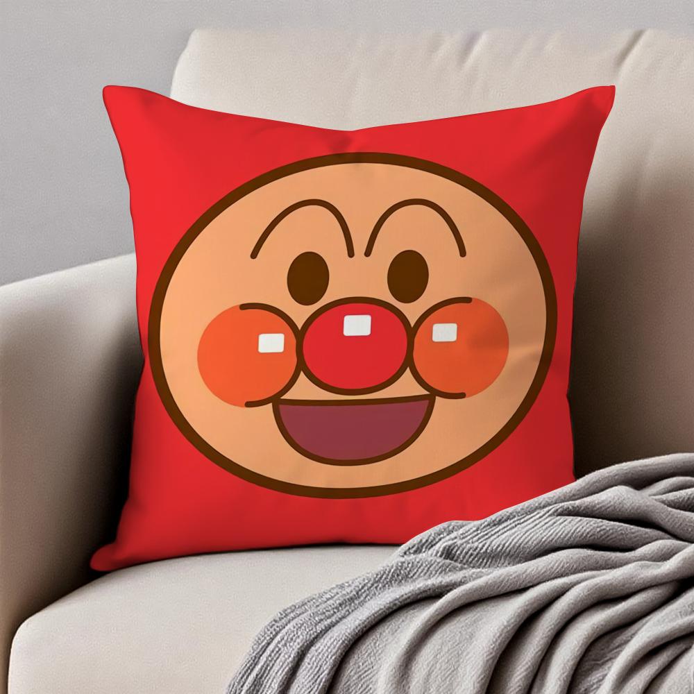 Cute Japanese Anime AAnpanman Cushion Cover Pillowcase Antidustmite Invisible Zipper Short Plush Sofa Cushion