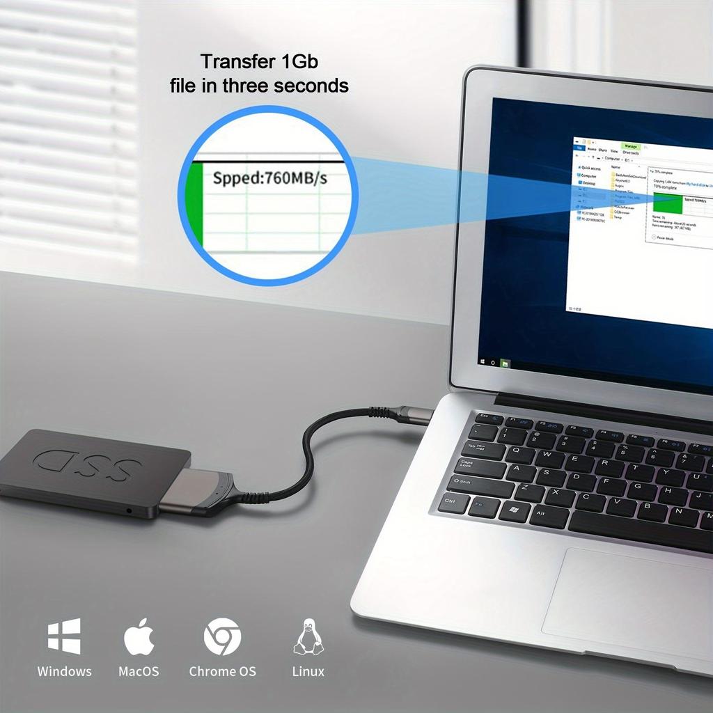 SATA to USB Adapter Cable, USB 3.0 to SATA III Hard Drive Adapter for 2.5'' SSD/HDD Data Transfer,Connecting SATA to USB A/USB C, Reading Hard Drives