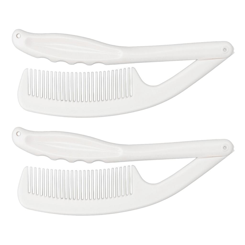 2pcs Long Curved Handle Comb Fodable Portable Convenient Hair Care Comb for Elderly Disabled People