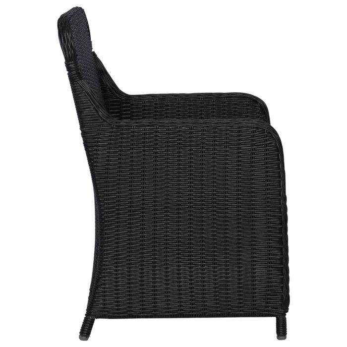 VidaXL 2 pcs Chaises d'extérieur avec coussins Résine tressée Noir