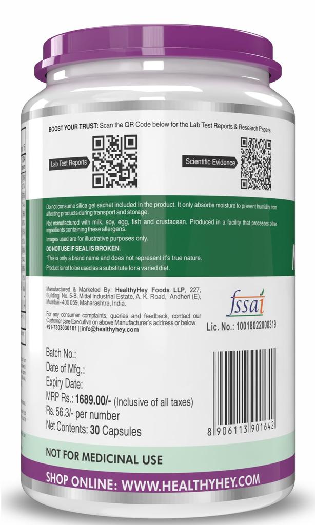 HealthyHey Nutrition 100% Natürliches Multivitamin aus natürlichen Inhaltsstoffen & Patentiertem Vitamin B - Für Männer & Frauen - 30 Veg. Kapseln
