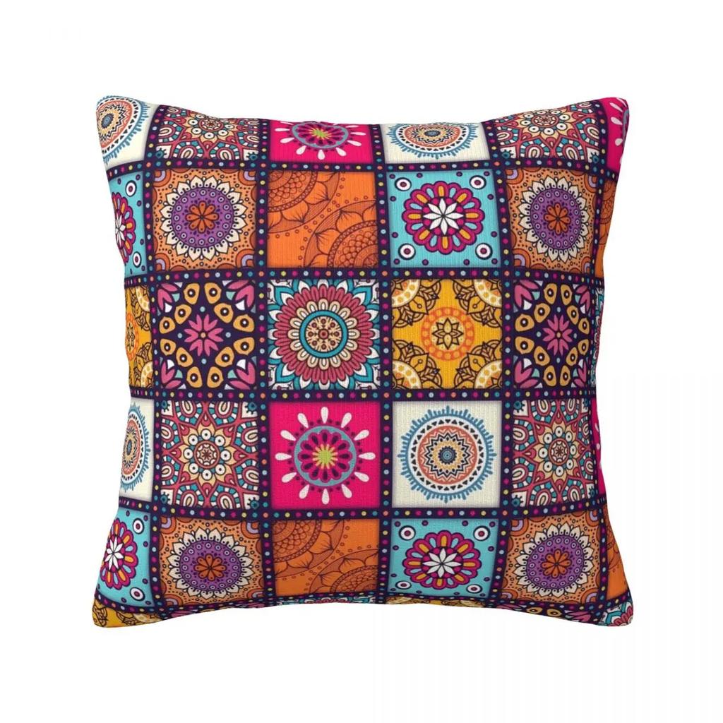 Bohemian Large Pillowcase Ethnic Style Bedroom Zipper Spring Square Cover S