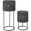 Metal Plant Pots Set of 2 with Hollow Design Flower Planters for Garden Balcony Black