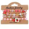 Strawberry Pendant Beaded Bracelet Set With Crystal Glass For Womens Fashion Accessories