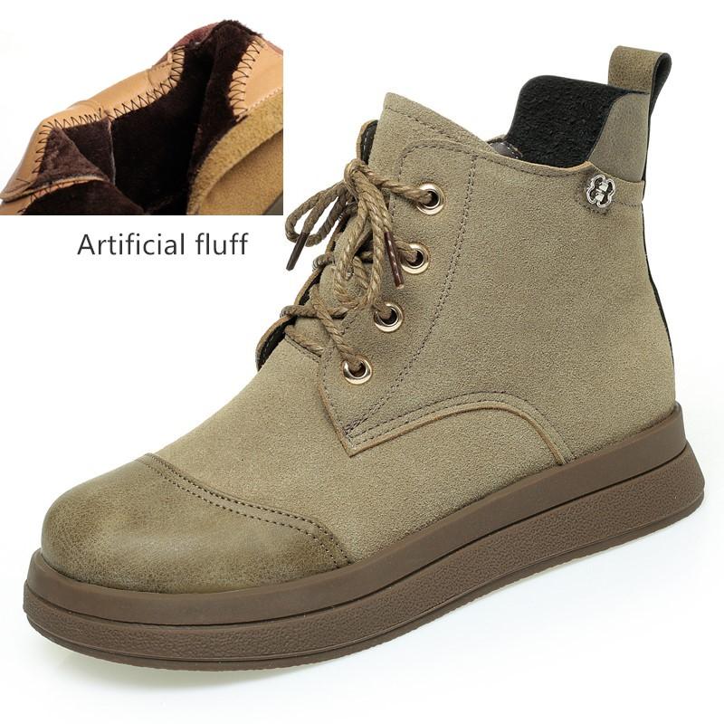 Fashion AIYUQI Women Short Boots Genuine Leather 2025 New Natural Wool Women Winter Shoes Boots Flat Anti-Slip Women Casual Ankle Boots