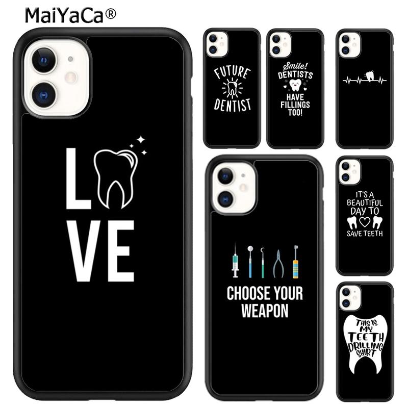 MaiYaCa Dentist Dental Crowned Teeth Phone Case For iPhone 17 Air 13 14 16 16e 15 pro max plus 11 12 shell coque