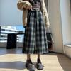 Pantaloni da donna in pile a quadri a gamba larga invernali casual dritti