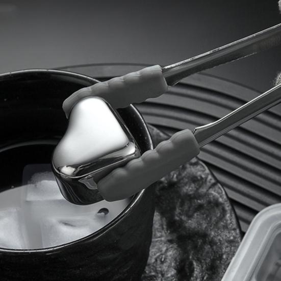 Heart-Shaped Whiskey Stones Reusable 304 Stainless Steel Non-Diluting Drink Chillers for Wine Cocktails with Tongs Dishwasher Safe Cooling Blocks