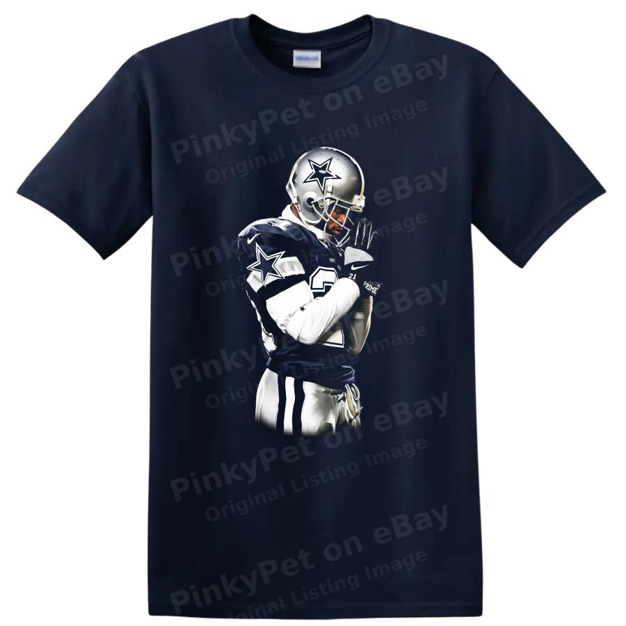 Deion Sanders Dallas Cowboys T Shirt Football Legend Action Pose Tee