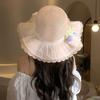 New wavy straw hat summer visor hat flower seaside beach vacation new sun protection brim sun hat