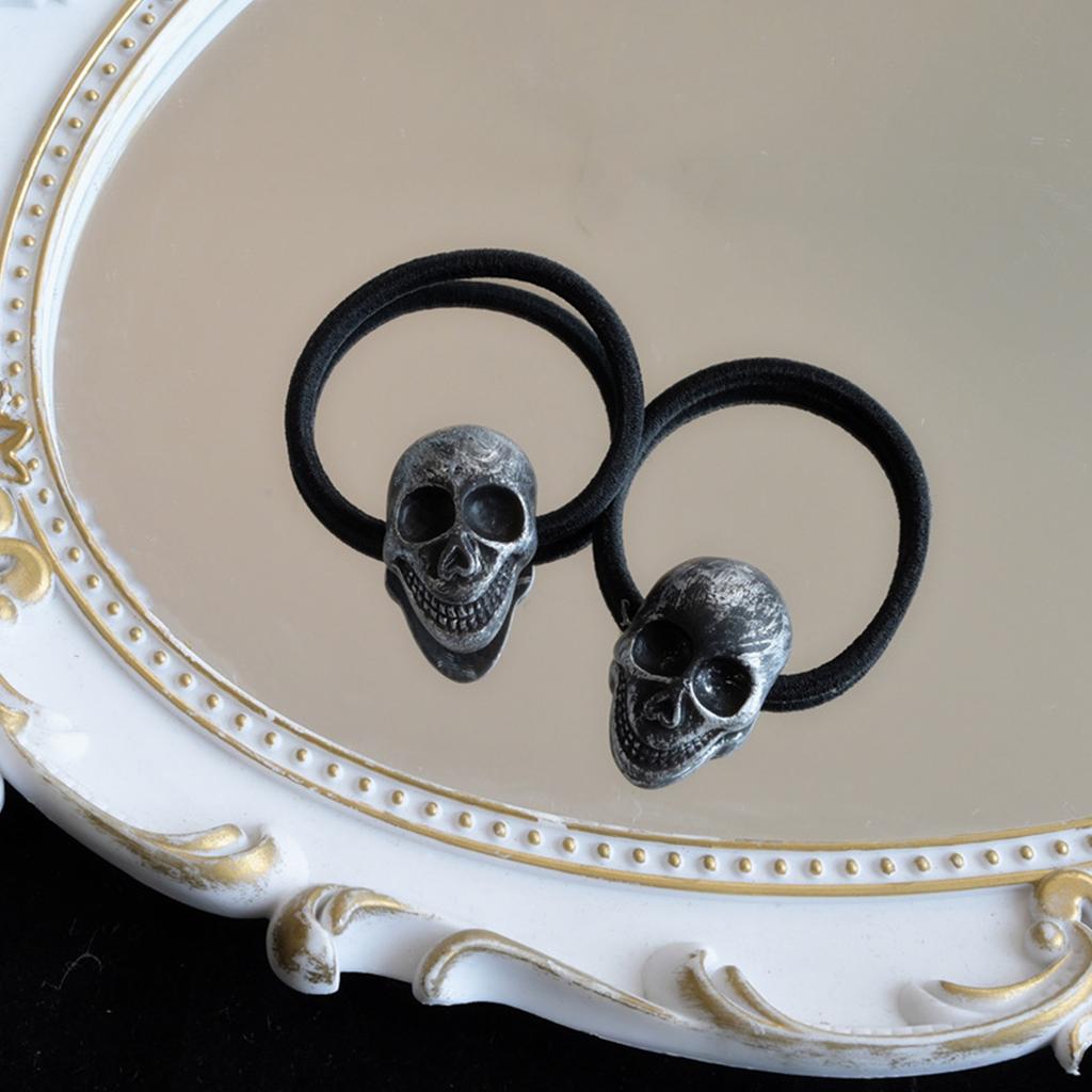 Skull Hair Rope Hair Scrunchie for Women 3D Skull Head Hairband Teens Girl Vintage Hair Tie Ponytail Hair Band Headpiece