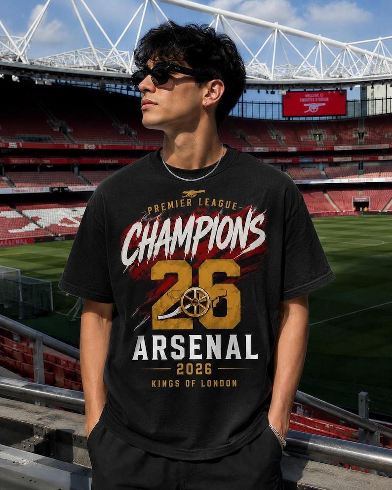 Comfort Colors Arsenal Champions 2026 Shirt, Kings of London Football Fan Tee, Premier League Winner Graphic T Shirt 4XL