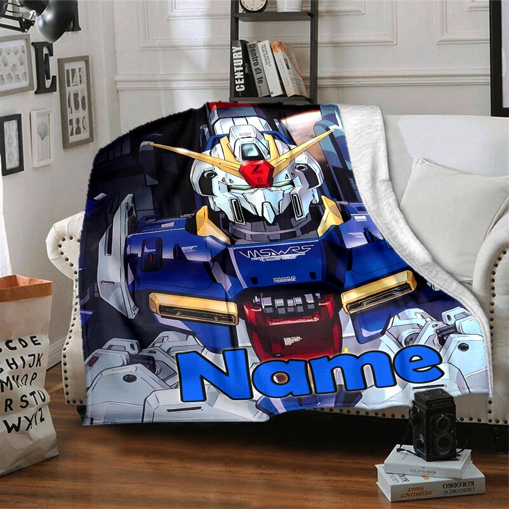 Customiz Name Personality Gundam Blanket Soft &Warm Sofa Office Bed Travel Lunch Break Blanket, Gift Suitable All Seasons